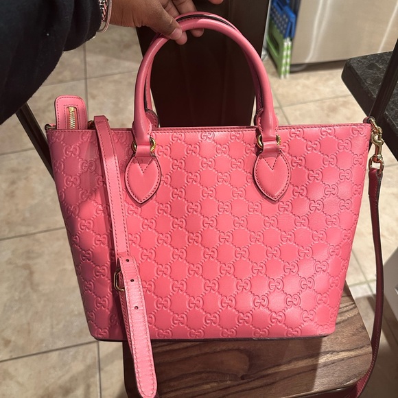 Gucci pink guccussima satchel